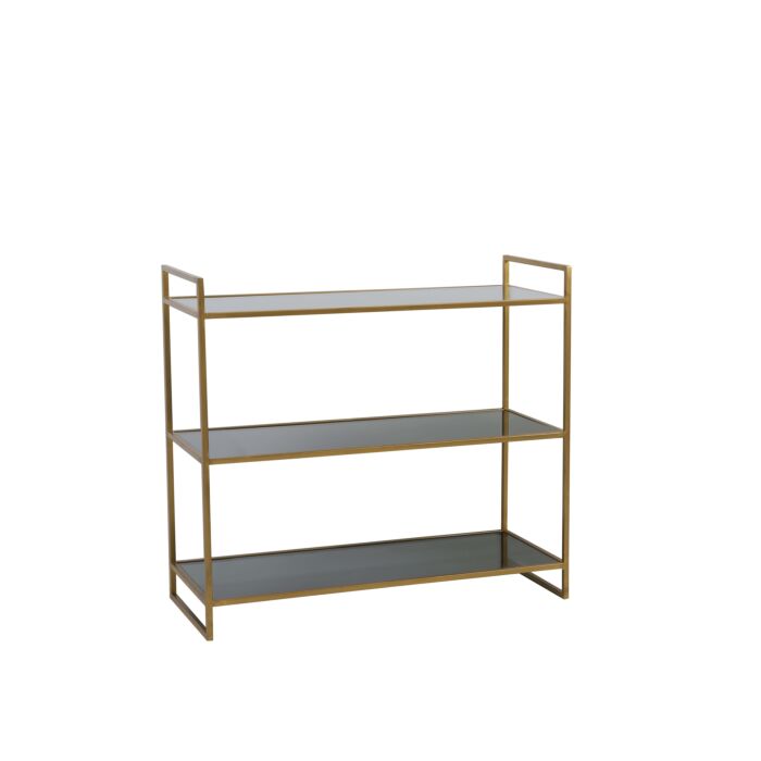 Kast 3L 100x40x90 cm MARIKI glas smoke-goud