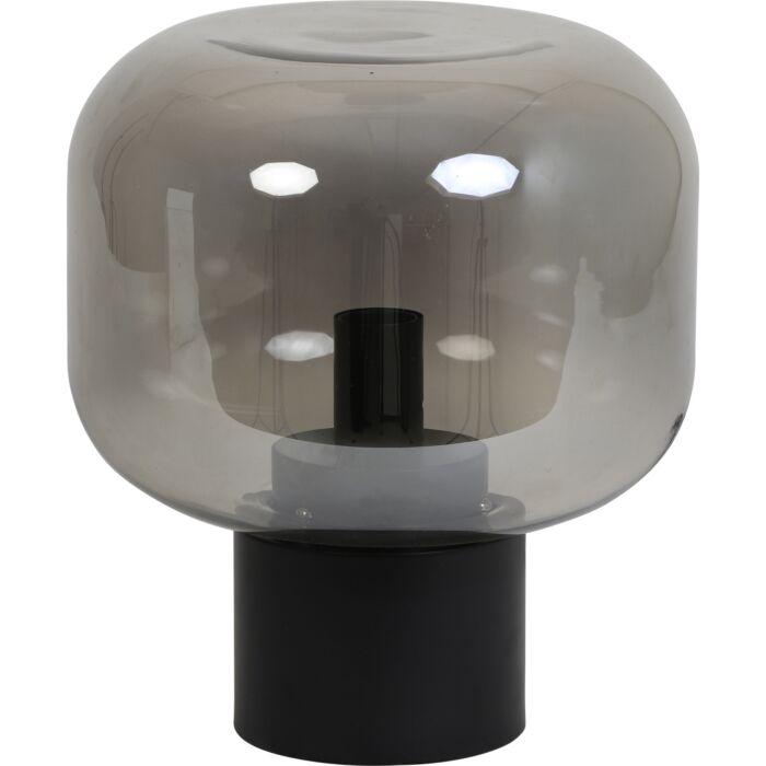 Tafellamp rond29,5x33,5 cm ARTURAN glas smoke grijs+mat zwart