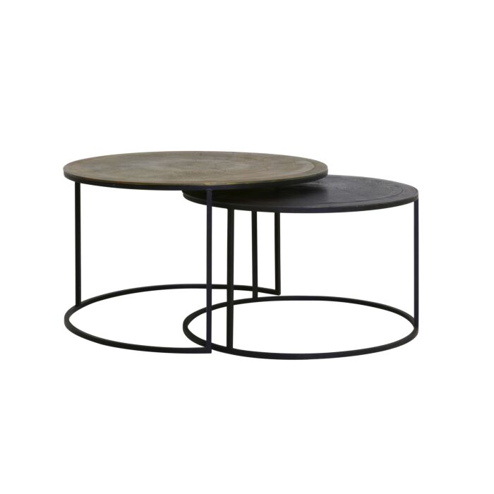 Salontafel Claro s/2 75x44+65x39 cm talca antiek koper+brons