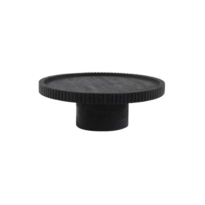 Schaal op voet rond48x17 cm CALETA hout mat zwart
